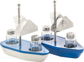 Metano 4-Piece Blue Boat Salt and Pepper Shaker Set