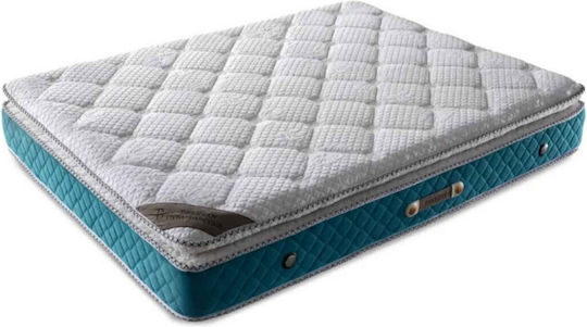 Petrol Blau Doppelbett mit Orthopädischer Matratze Kopfteil & Stauraum 160x200cm