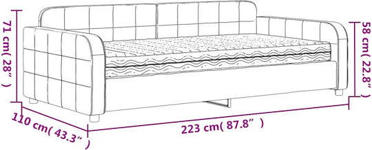 Canapea Pat Single din Lemn Masiv Galben cu Lamele & Saltea 100x200cm
