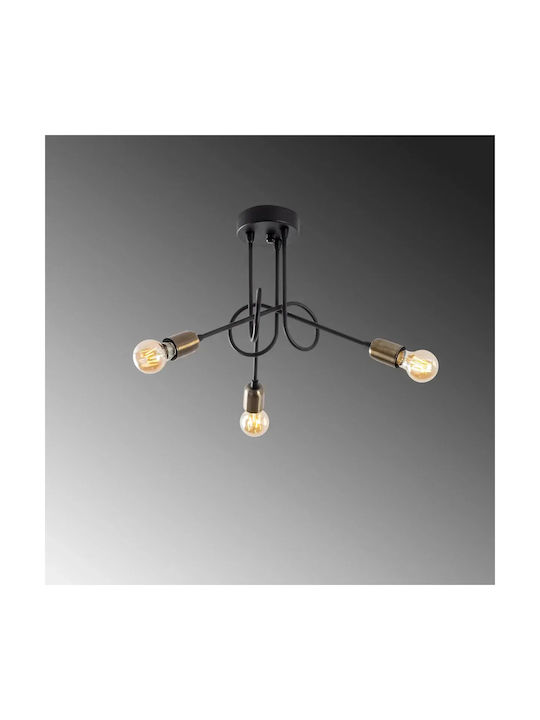 Tripod Ceiling Light Decorative Knot Black Antique 46x32cm
