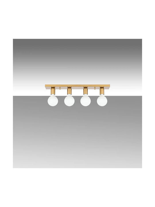 Four-Arm Linear Ceiling Light Gold 60x10cm