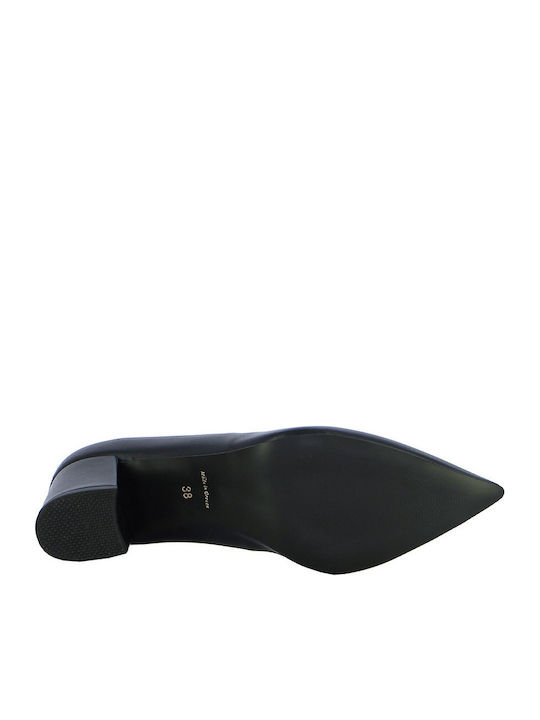 Leder Pumps mit mittelhohem Absatz Blau