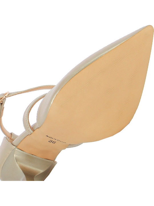 Leder Pumps mit hohem Absatz Beige