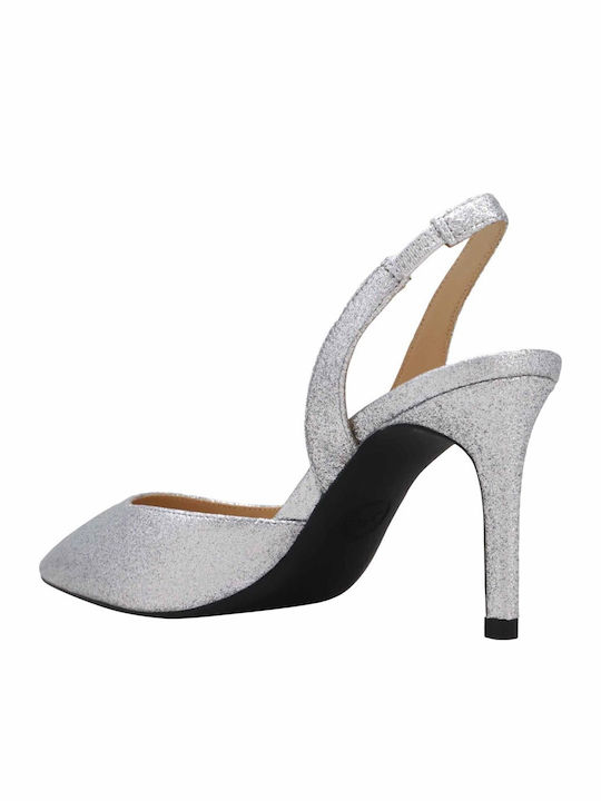 Leather Silver Medium Heels Alina