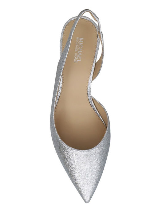 Leather Silver Medium Heels Alina