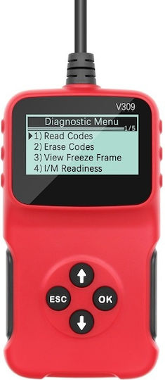 V309 Auto Diagnostic Scan Device Obd2 Read Clear Error Codes Lcd Screen Dtc Search Portable Universal Red Black