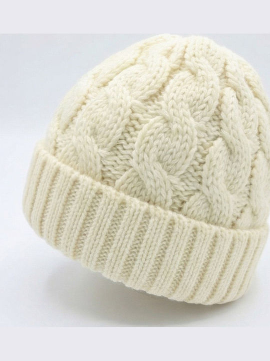Beanie Männer Beanie mit Strickmuster in Weiß Farbe