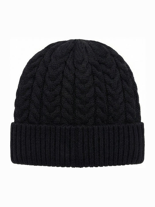 Beanie Männer Beanie mit Strickmuster in Schwarz Farbe