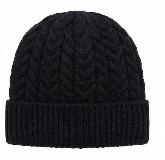Beanie Männer Beanie mit Strickmuster in Schwarz Farbe