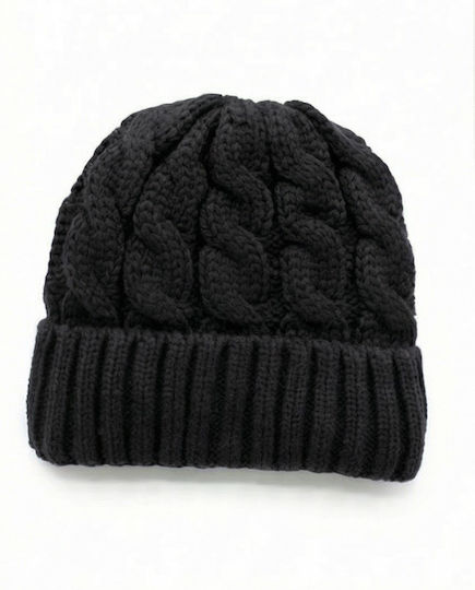 Beanie Männer Beanie mit Strickmuster in Schwarz Farbe