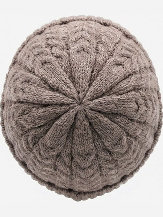 Beanie Männer Beanie mit Strickmuster in Braun Farbe