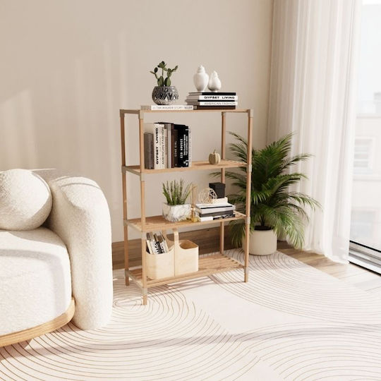 FixWood Floor Bathroom Shelf Wooden 65x30x116cm Beige