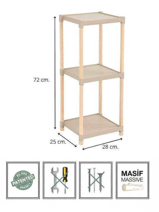 FixWood Rafturi de baie Raft Baie Plastic 28x25x72cm Bej