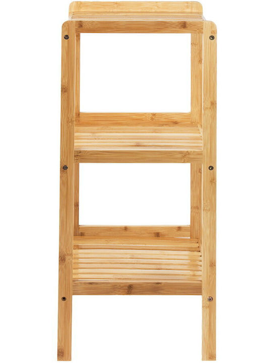 Green Blue Floor Bathroom Shelf Bamboo 37x33x78cm Green