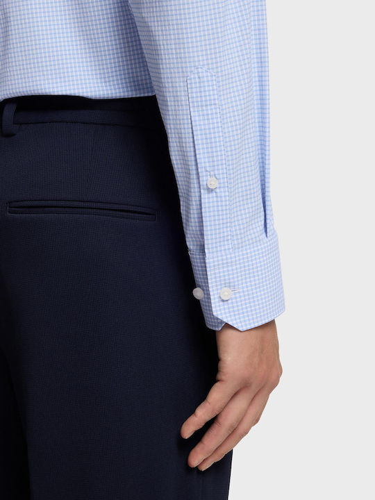 Regular-fit Long-sleeved Shirt Checked Light Blue