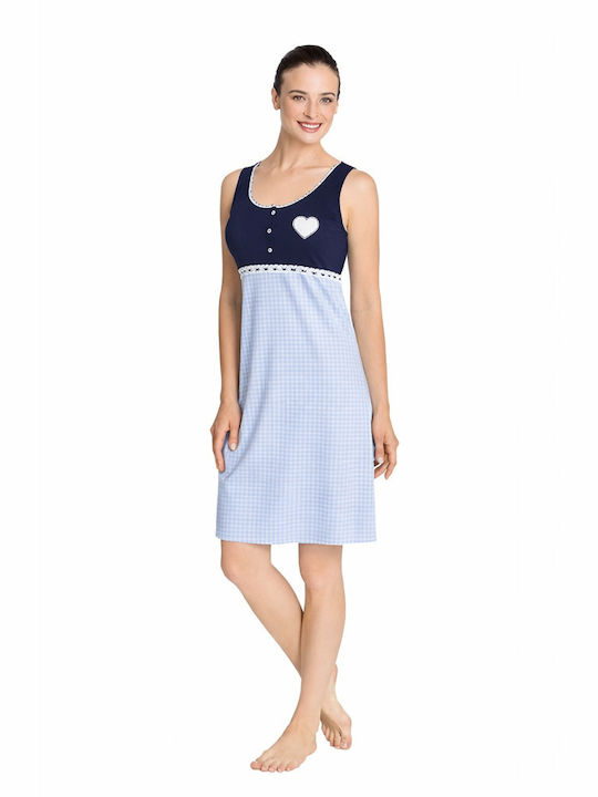 Jeannette Lingerie Καλοκαιρινό Βαμβακερό Γυναικείο Νυχτικό Μπλέ Jeannette Lingerie Καλοκαιρινό Βαμβακερό Γυναικείο Νυχτικό Μπλέ
