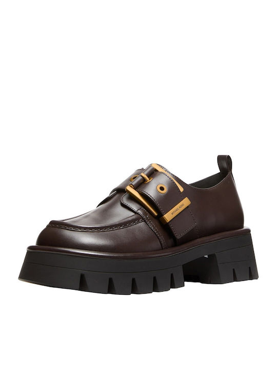 Leder Damen Loafers in Braun Farbe