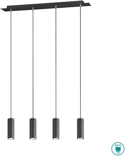 Trio Lighting Marley Pendant Light Black Rail for 4 Bulbs GU10 75x9cm