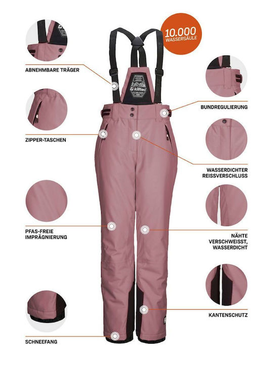 Killtec Ksw 43650-427 Kids Trousers for Ski & Snowboard Pink