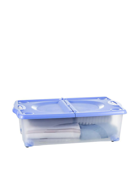 Bama Plastic Storage Box with Wheels and Lid Transparent 59x39x18cm 1pcs