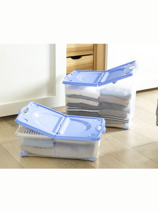 Bama Plastic Storage Box with Wheels and Lid Transparent 59x39x18cm 1pcs