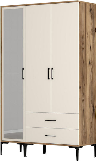 SteweHome Kleiderschrank Drei Türen Rt Lidya Crem 120x47x201cm