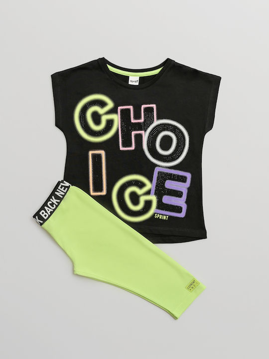 Kids' Set with Leggings Summer 2pcs Black