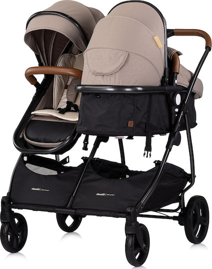 Chipolino Duo Smart Adjustable Double Stroller Suitable for Newborn Beige 8.7kg