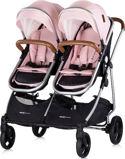 Chipolino Duo Smart Verstellbar Doppelter Kinderwagen Geeignet für Neugeborene Pink Marshmallow 12.2kg