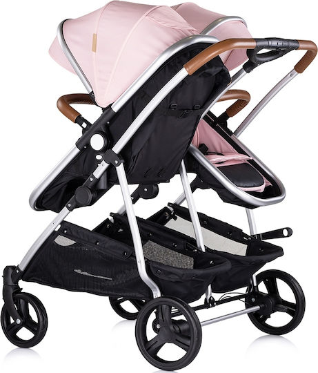 Chipolino Duo Smart Verstellbar Doppelter Kinderwagen Geeignet für Neugeborene Pink Marshmallow 12.2kg
