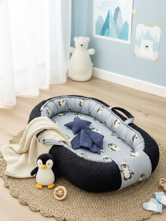 Velvet White Baby Nest Navy Blue