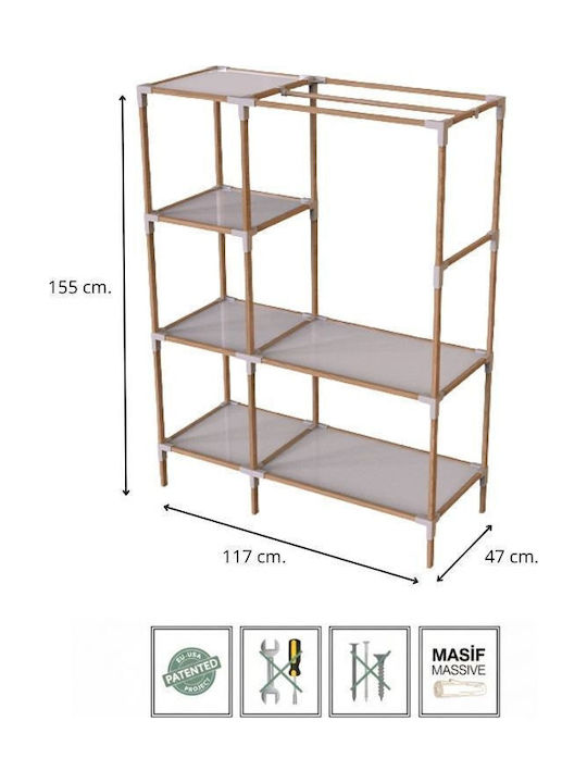 FixWood Cuier de podea din Lemn Bej 117x47x155cm