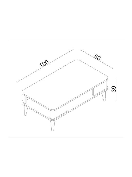Moderner Kaffeetisch für Wohnzimmer Offener Stauraum Schwarz Marmor 100x60x39cm