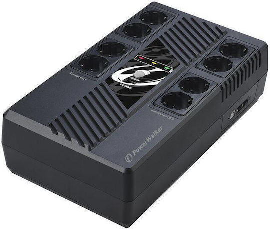 Power Walker VI 1000 MS FR Мини UPS (VI) Интерактивна Линия 1000VA 600W с 8 Schuko AC Гнезда