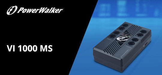 Power Walker VI 1000 MS FR Мини UPS (VI) Интерактивна Линия 1000VA 600W с 8 Schuko AC Гнезда
