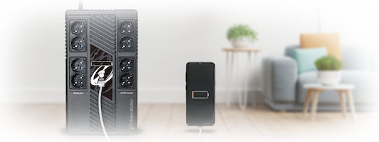 Power Walker VI 1000 MS FR Мини UPS (VI) Интерактивна Линия 1000VA 600W с 8 Schuko AC Гнезда