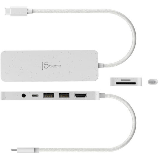 J5create USB-C Docking Station with HDMI 4K PD White (JCD373EW-N)