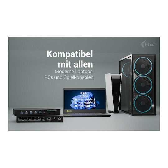 i-tec KVM Dock PRO 3 Dock / USB-C Docking Station με 4K PD Ethernet Μαύρο
