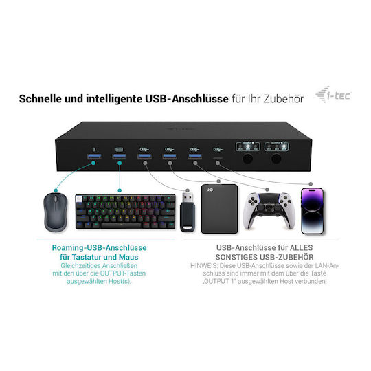i-tec KVM Dock PRO 3 Dock / USB-C Docking Station με 4K PD Ethernet Μαύρο
