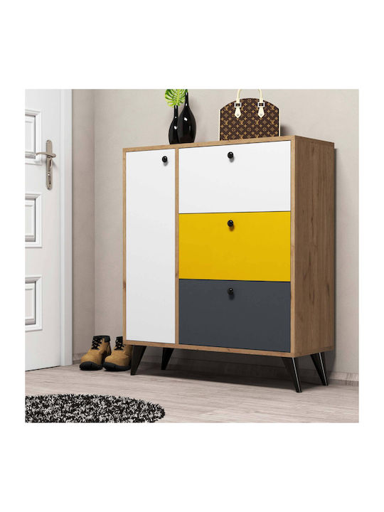 Shoe Cabinet 6 Shelves 4 Doors Multicolour 90x35x105cm