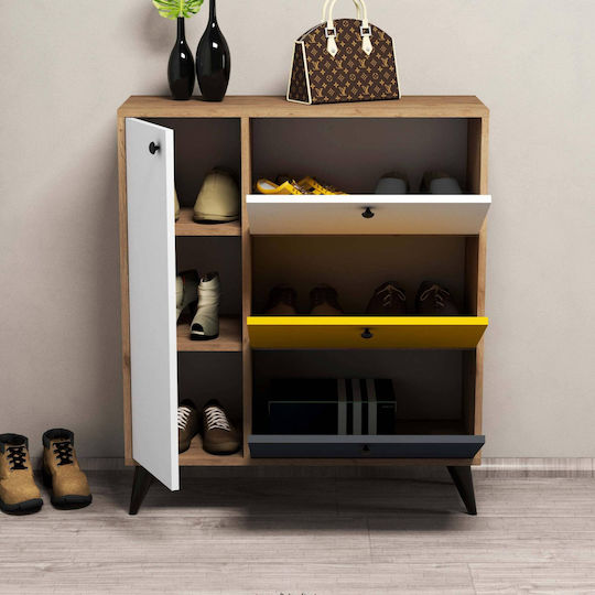 Shoe Cabinet 6 Shelves 4 Doors Multicolour 90x35x105cm