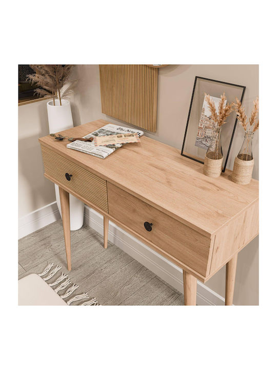 Modern Entrance Dressing Table with Mirror Drawers – Oak 90x35x172cm