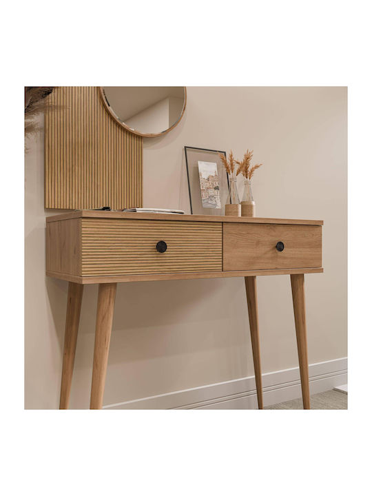 Modern Entrance Dressing Table with Mirror Drawers – Oak 90x35x172cm