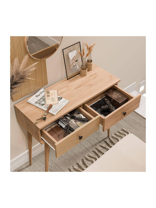 Modern Entrance Dressing Table with Mirror Drawers – Oak 90x35x172cm