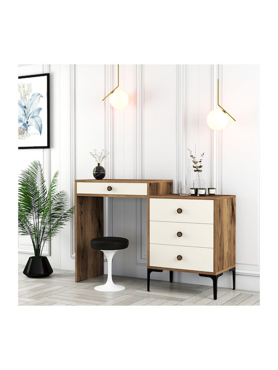 SteweHome Schminktisch Walnuss Creme 124x40x84cm