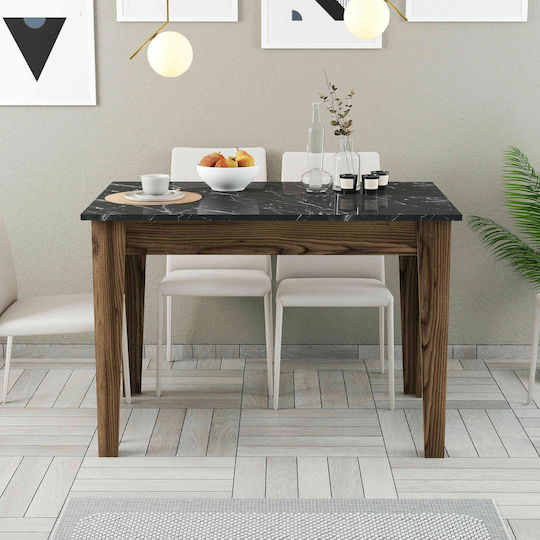 Kitchen Table Walnut Black Marble 110x72x75cm Kitchen Table Walnut Black Marble 110x72x75cm