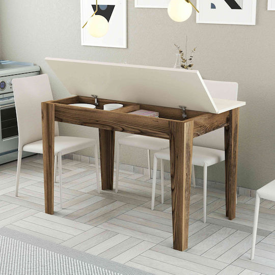 SteweHome Esszimmer- und Küchentisch Walnuss Creme 110x72x75cm