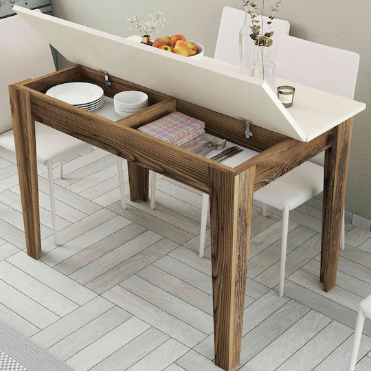 SteweHome Esszimmer- und Küchentisch Walnuss Creme 110x72x75cm