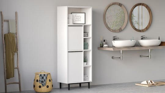Badezimmerschrank Mdf Mit Metallfüßen Weiß 153,9x60x35cm