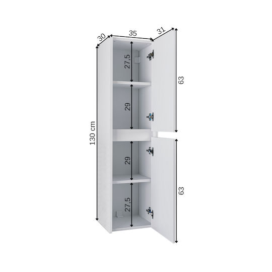 Dulap Pentru Prosoape De Baie Rafturi Stejar 35x30x130cm